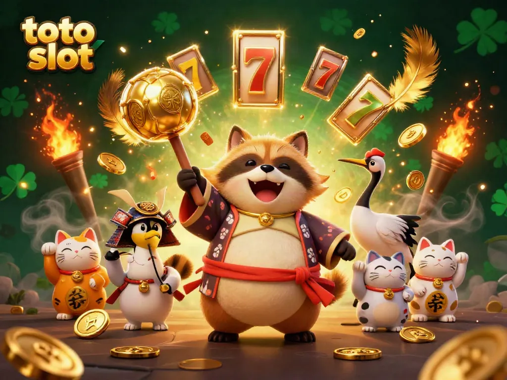 Engage with the thrilling Toto slot experience, featuring dynamic characters and vibrant casino elements.