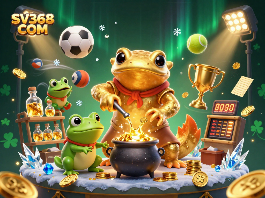 Bet on SV368 COM with a golden salamander alchemist creating riches in a vibrant casino scene.
