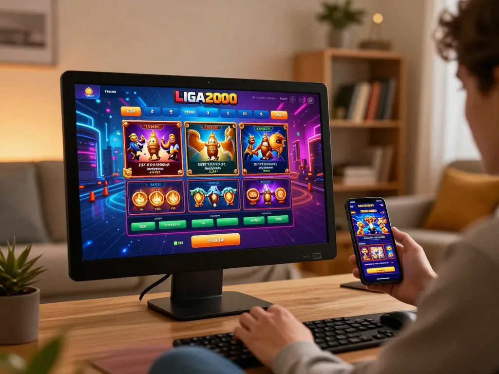 LIGA2000 online gaming experience showcasing colorful slots and strategic gameplay.