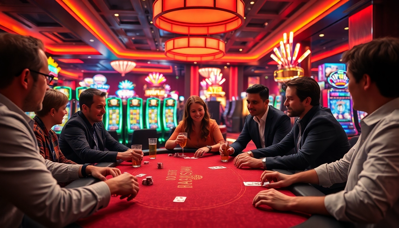 Nemo69 menghadirkan aksi seru di meja poker kasino yang ramai dengan pemain dan suasana meriah.