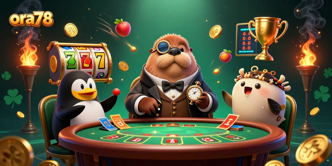bermain di ora78 dengan walrus dan dealer penguin di meja poker yang menarik