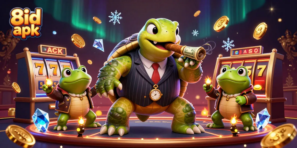 Bet on excitement with 8id apk featuring colorful slots and lively characters in a vibrant casino atmosphere.