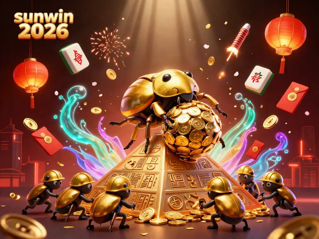Experience the excitement of sunwin 2026 with an illustration of gold coins and casino symbols.