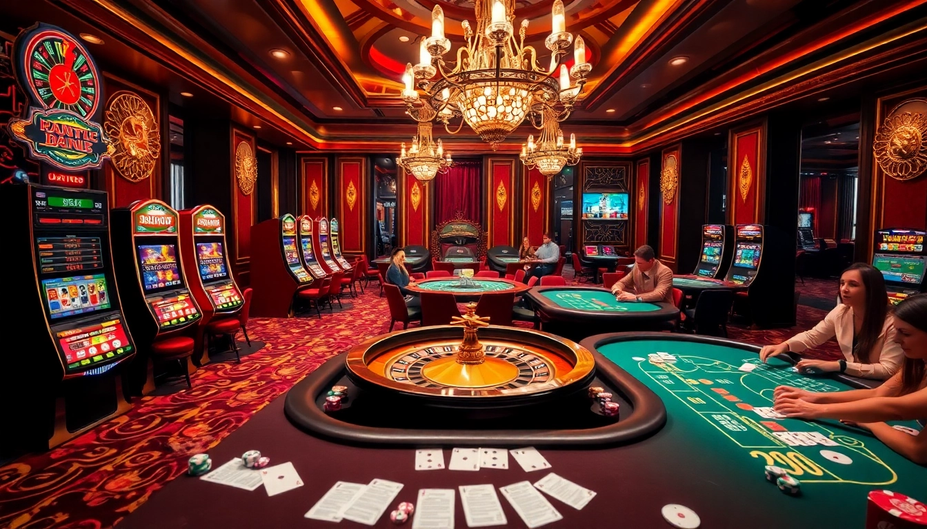 Engaging casino atmosphere at https://f168.vision/ featuring slot machines and poker tables.