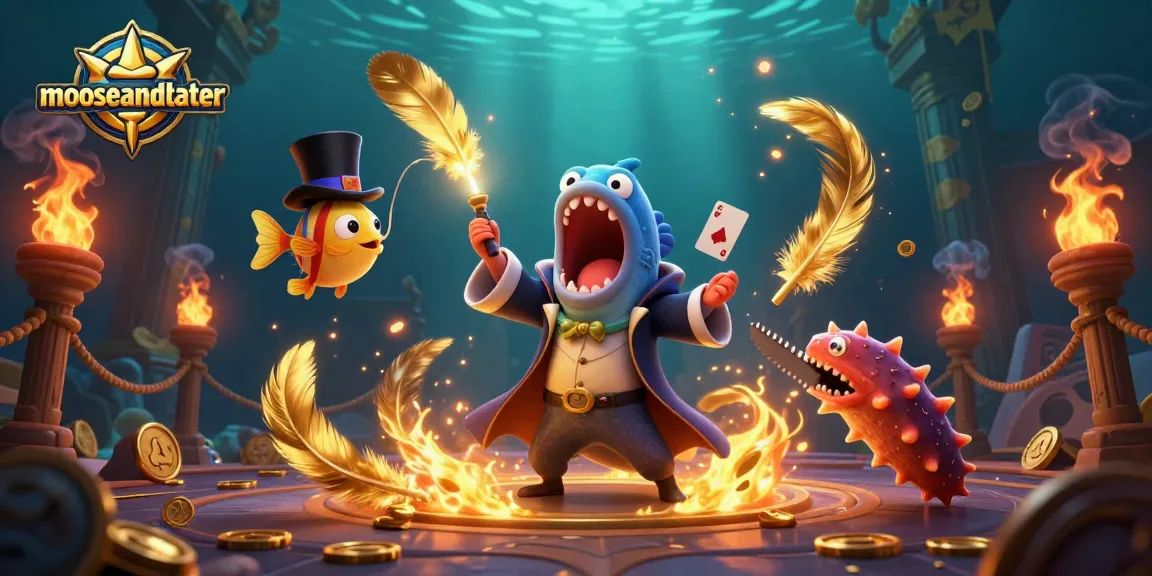 mooseandtater features a magical undersea casino scene with an eel performing tricks