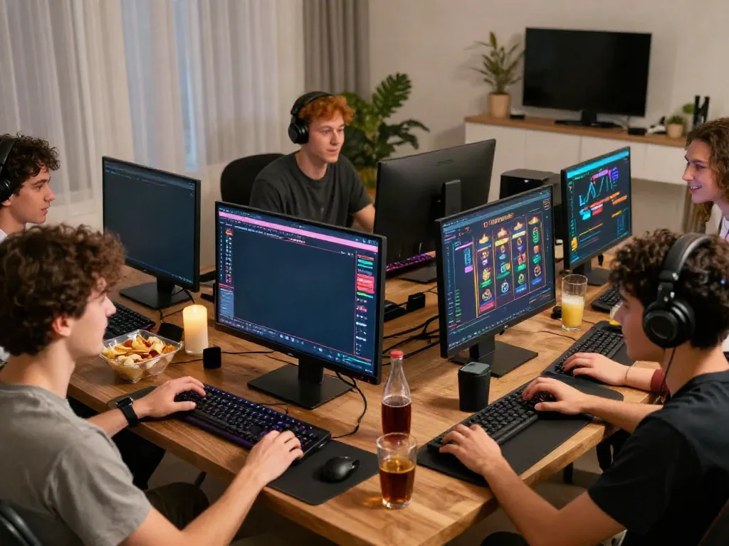 Pengalaman bermain TOTOWIN88 dengan teman-teman di ruang permainan online yang ceria.