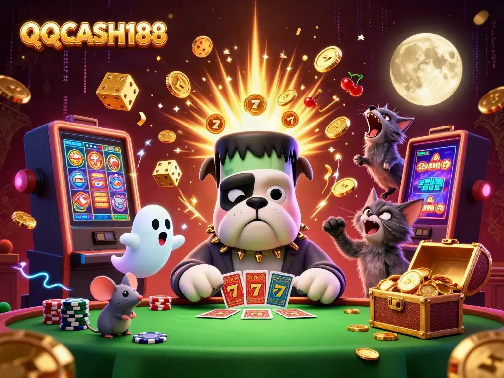 Experience the excitement of QQCASH188 with vibrant characters and dazzling casino elements!