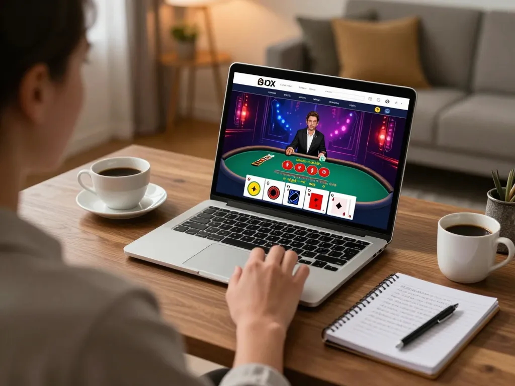 Player enjoying LGOGOAL gaming experience with live baccarat action on the laptop in a cozy home setting