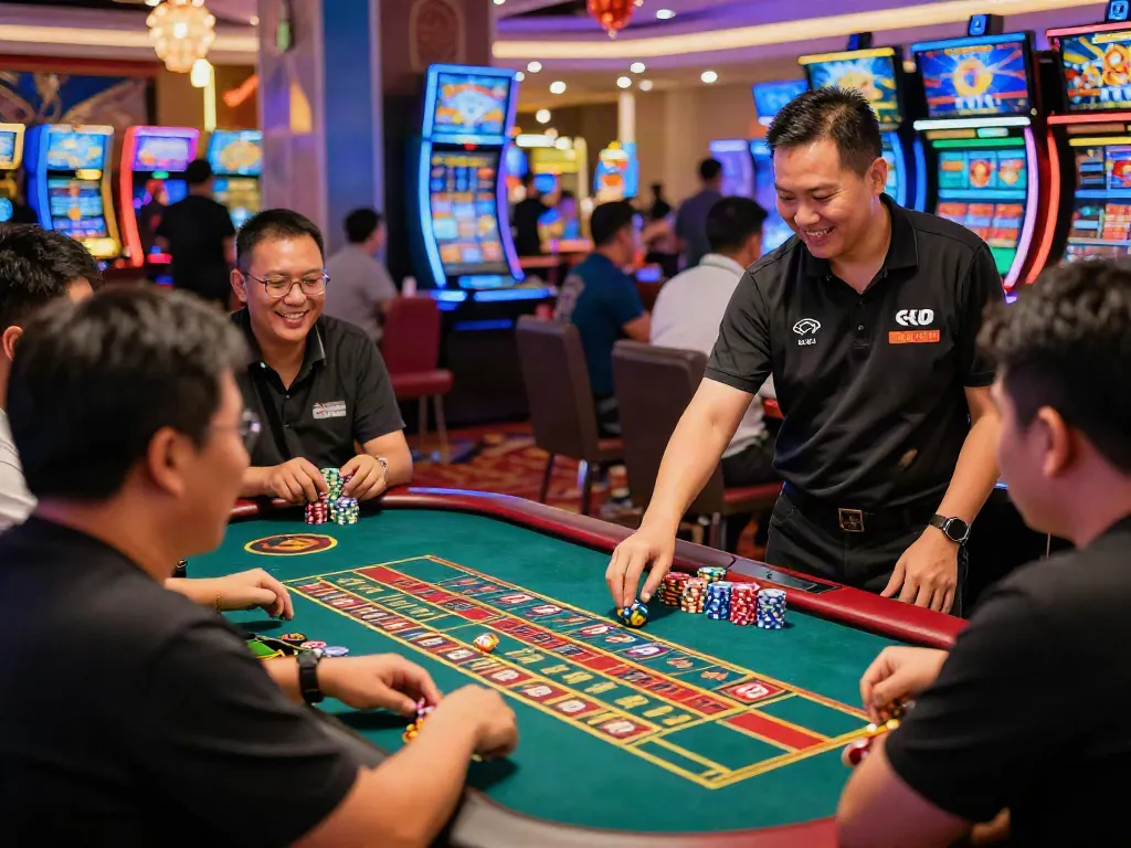 Experience the thrill of Bandar Togel at a lively casino table.