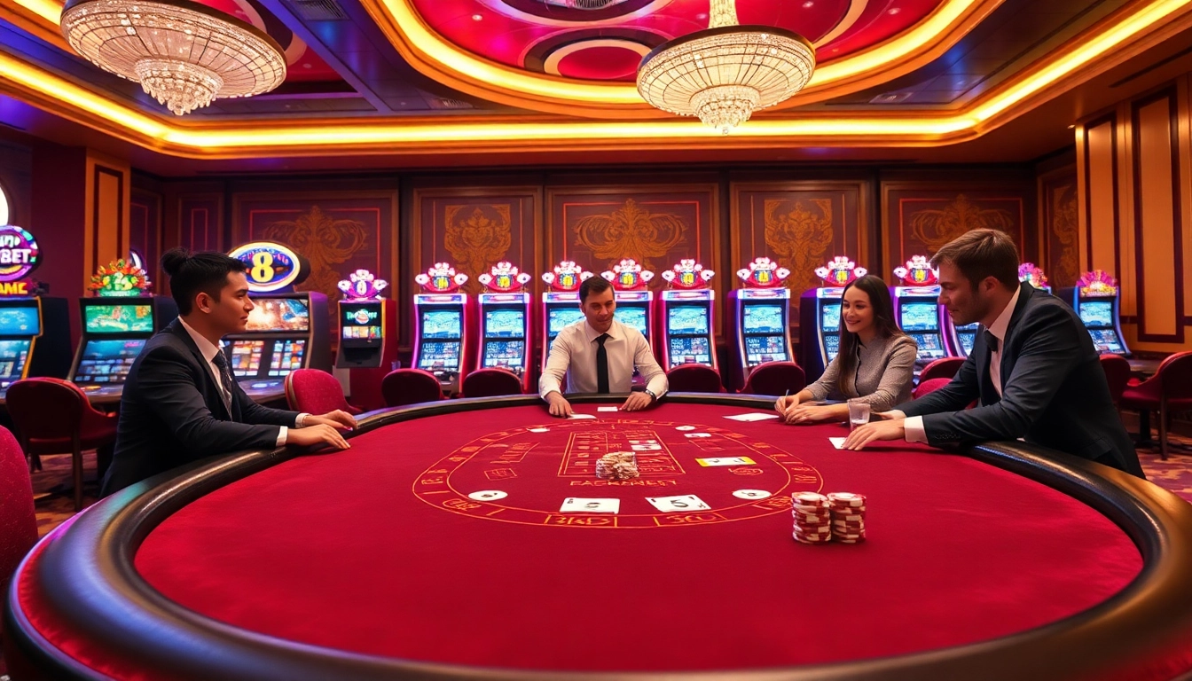 Experience thrilling gameplay at 8KBET casino with sophisticated tables and exciting slot machines.