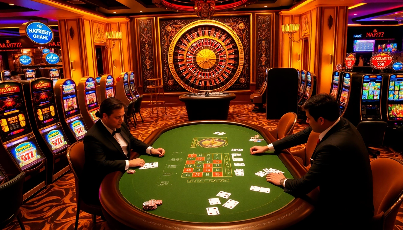 Experience thrilling gaming at NA777 with professional dealers and vibrant casino tables.