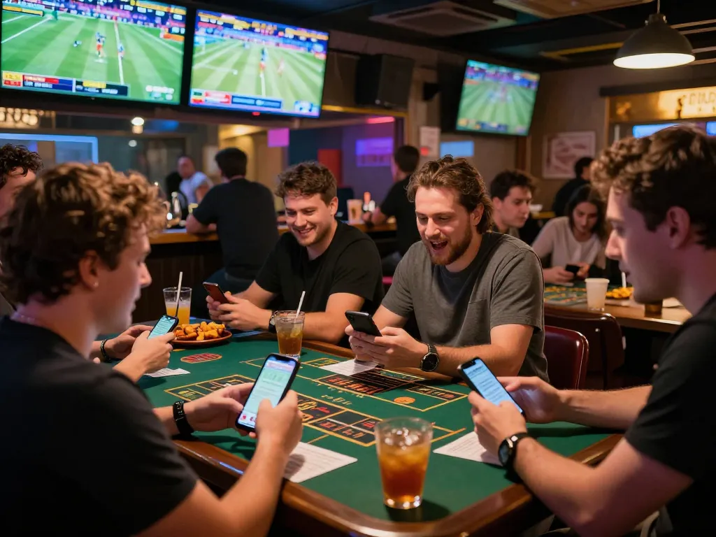 Active sports betting scene at TR88 with excited patrons placing bets and engaging with live games.