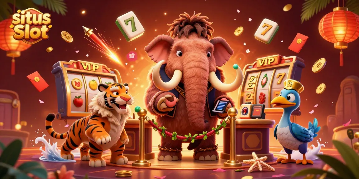 Experience the excitement of situs Slot with a vibrant casino scene featuring a bouncer, VIP guest, and doorman.