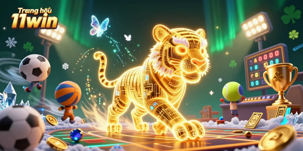Engage with the thrilling world of Trang chủ 11win, featuring dynamic gaming elements and golden visuals.