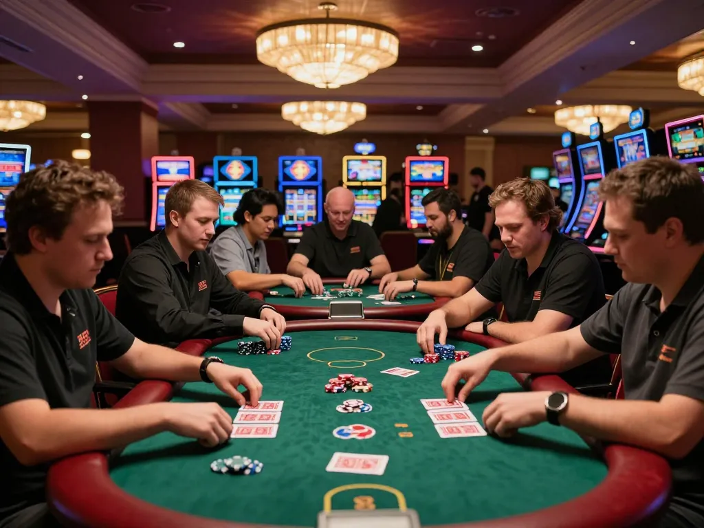 Players enjoying a captivating game at the Net88 casino floor, showcasing the thrill of gambling.