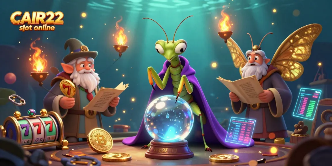 Engage with the CAIR22 slot online experience through this vibrant 3D illustration filled with mystical and gaming elements.
