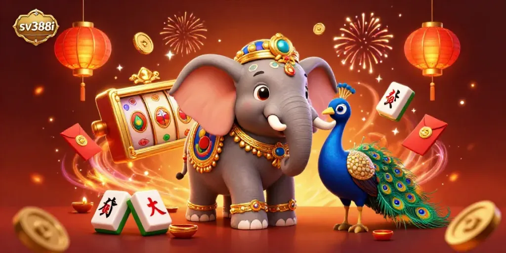 Experience the thrill of sv388i with vibrant casino elements and a colorful Diwali-themed illustration.