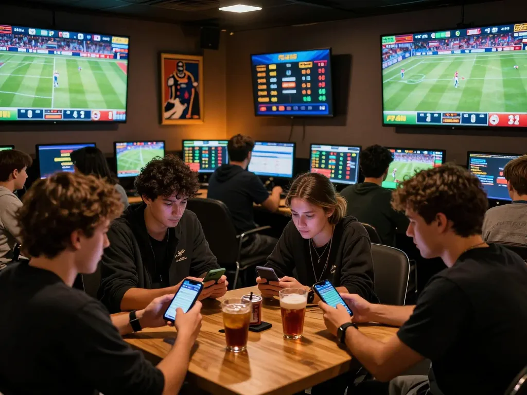 F168 thể thao active players engaging in live sports betting with multiple screens displaying events.
