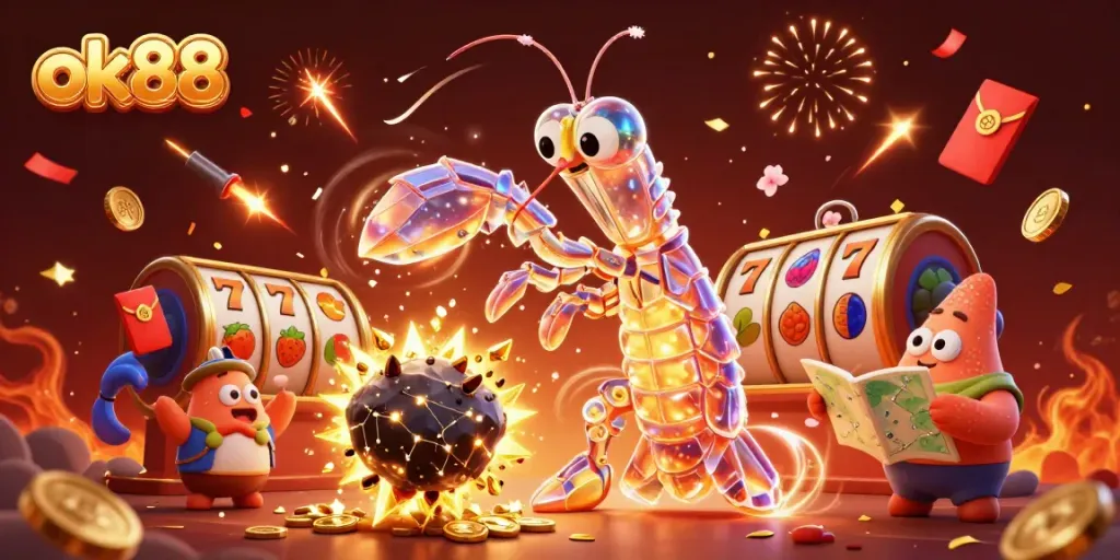 Experience thrilling gameplay at ok88 with interactive elements amid a vibrant casino atmosphere.