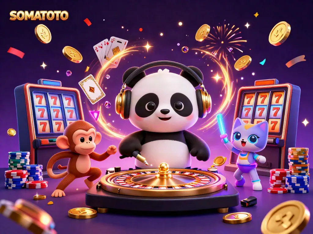 Experience the excitement at SOMATOTO with a vibrant scene of casino fun and gaming action.
