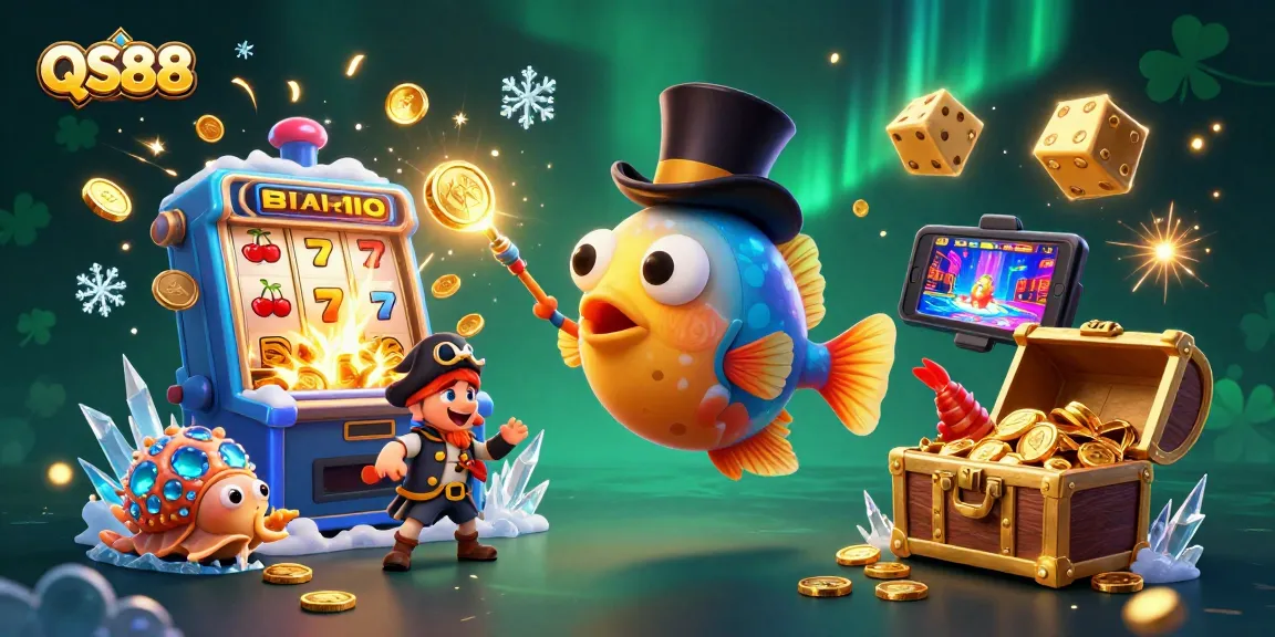 Engage with QS88's thrilling casino world featuring jackpots, characters, and vibrant gambling elements