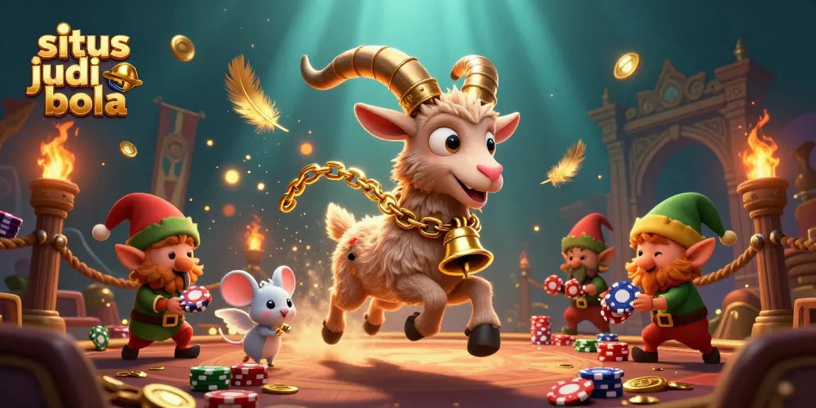 Engage in situs judi bola at a festive horror casino scene with Krampus, angel mouse, and mischievous elves.