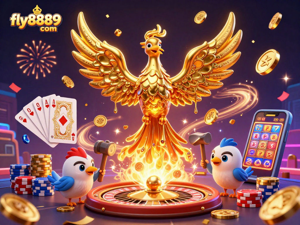Experience the thrill of gaming with fly8889 com's vibrant phoenix and golden winnings.
