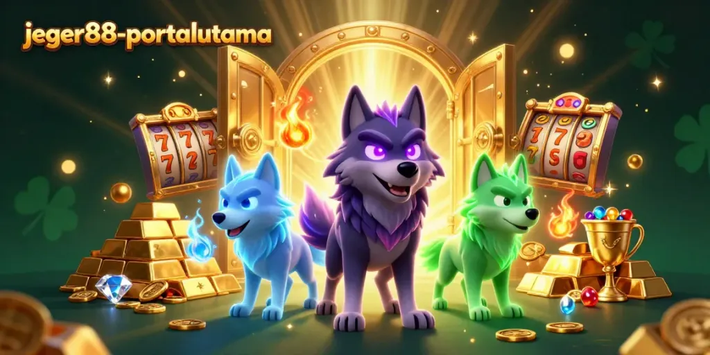 Melihat aksi dramatis dari jeger88-portalutama dengan tampilan karakter serigala dan elemen slot online yang mengagumkan.