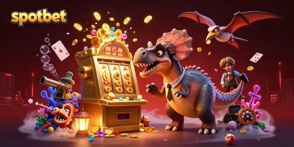 Menang jackpot dengan spotbet di mesin slot dino lucu dan pengelola kasino panik.