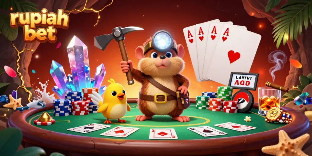 Engaging poker scene with characters from rupiah bet showcasing thrilling casino action.