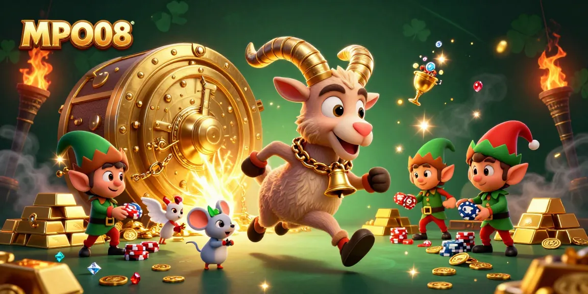 MPO08 showcases an electrifying holiday-horror casino scene featuring mischievous elves and dynamic gaming elements.
