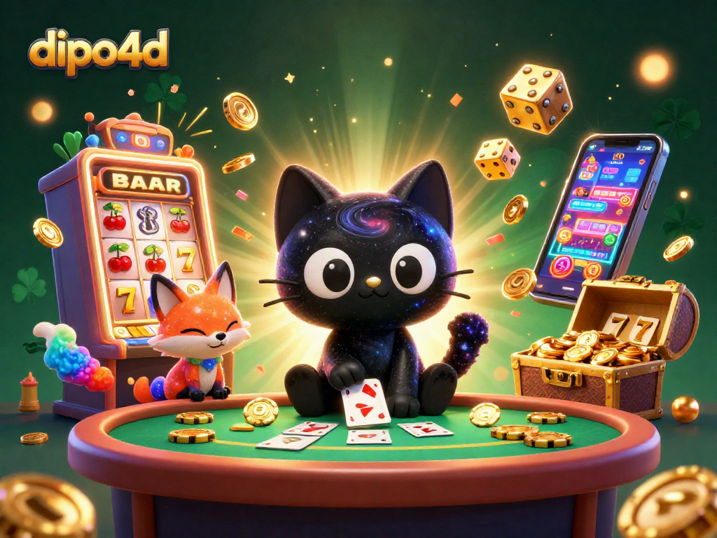 Engage with dipo4d's exciting cosmic casino scene featuring colorful characters and dynamic gaming elements.