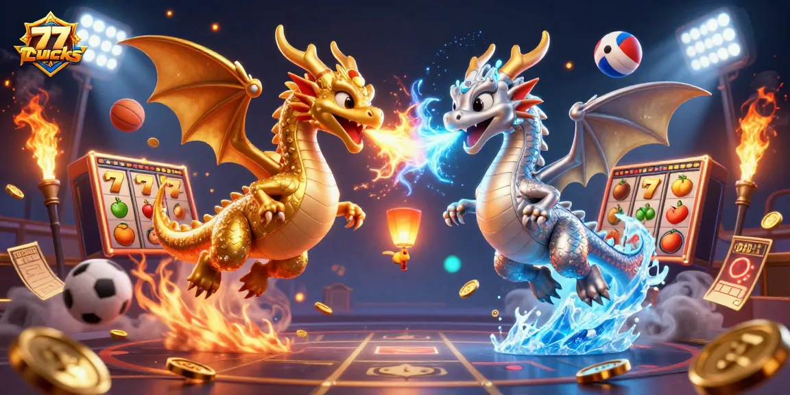 Menangkan slot 77lucks dengan naga kartun berenergi dan elemen kasino menarik lainnya