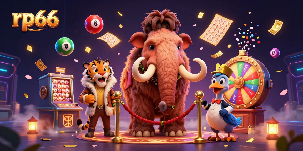 Play exciting games at rp66 with colorful lottery elements and vibrant characters in a dynamic casino scene.