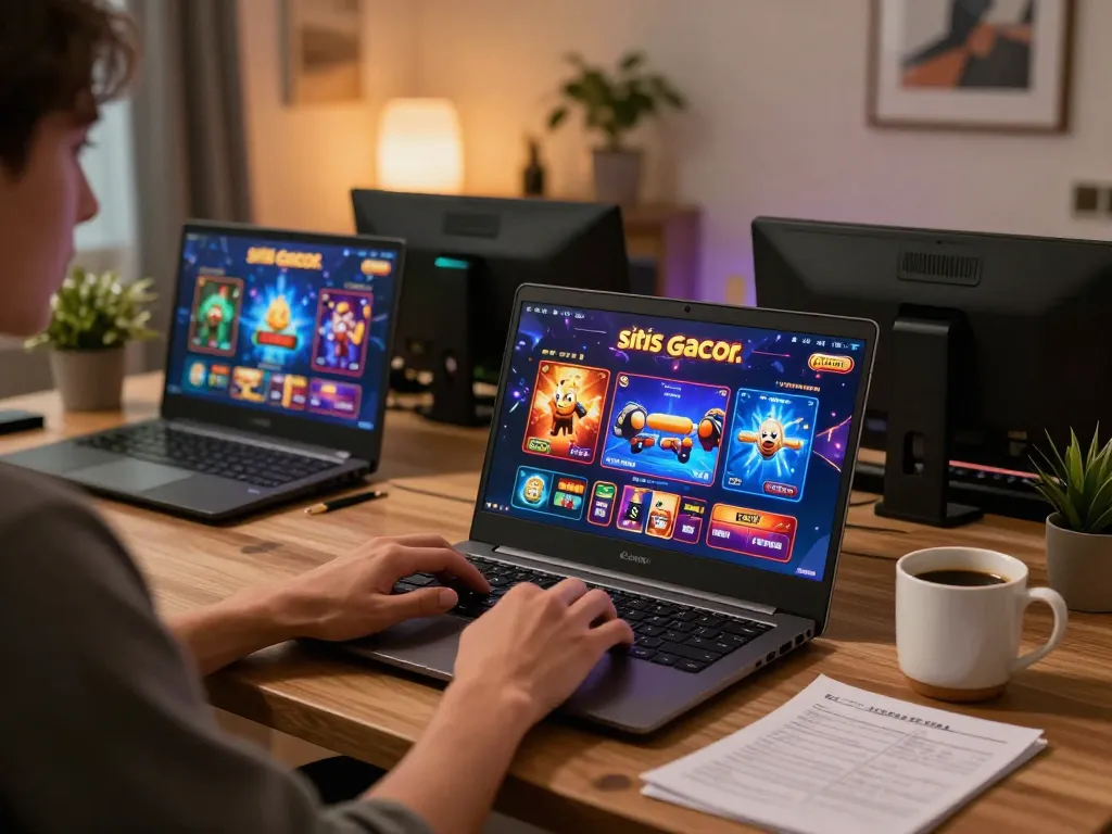 Menikmati permainan mendebarkan di situs slot gacor melalui laptop di suasana rumah yang nyaman.