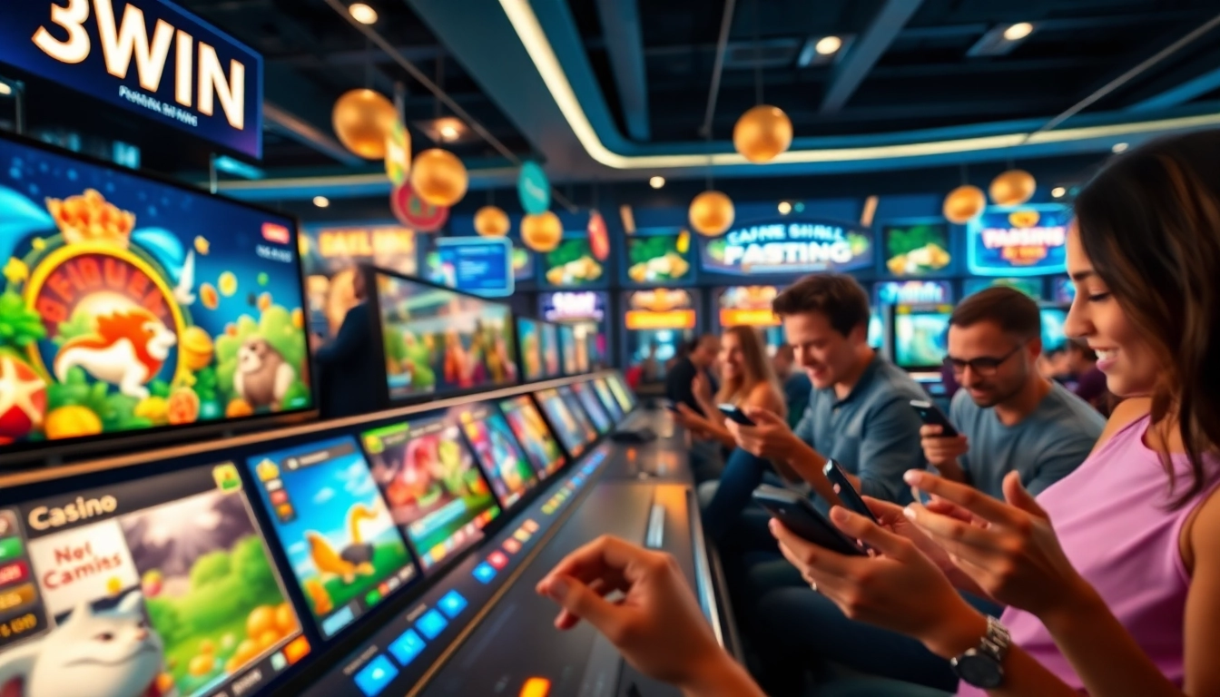 Exciting gaming scene showcasing 3win com's vibrant online entertainment platform.