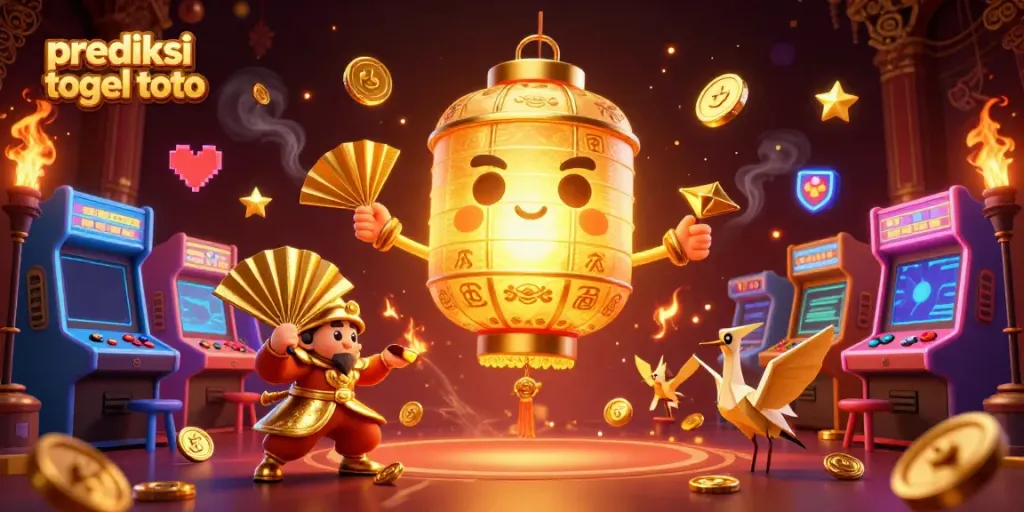 Visualisasi prediksi togel toto yang menggambarkan karakter dan elemen kasino yang kaya