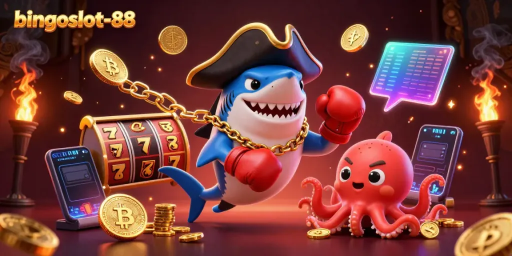 Temukan keseruan bermain di bingoslot-88 dengan simbol jackpot dan koin emas dalam ilustrasi menarik.