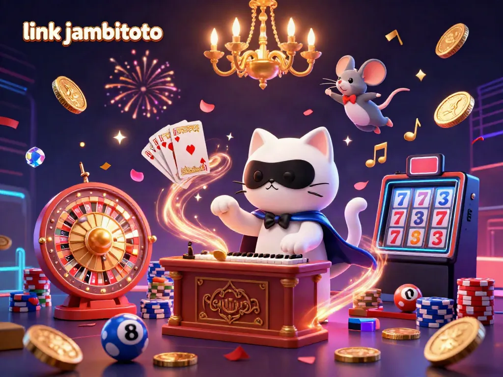 Experience the thrill of link jambitoto with an enchanting 3D illustration showcasing lottery elements and casino excitement.