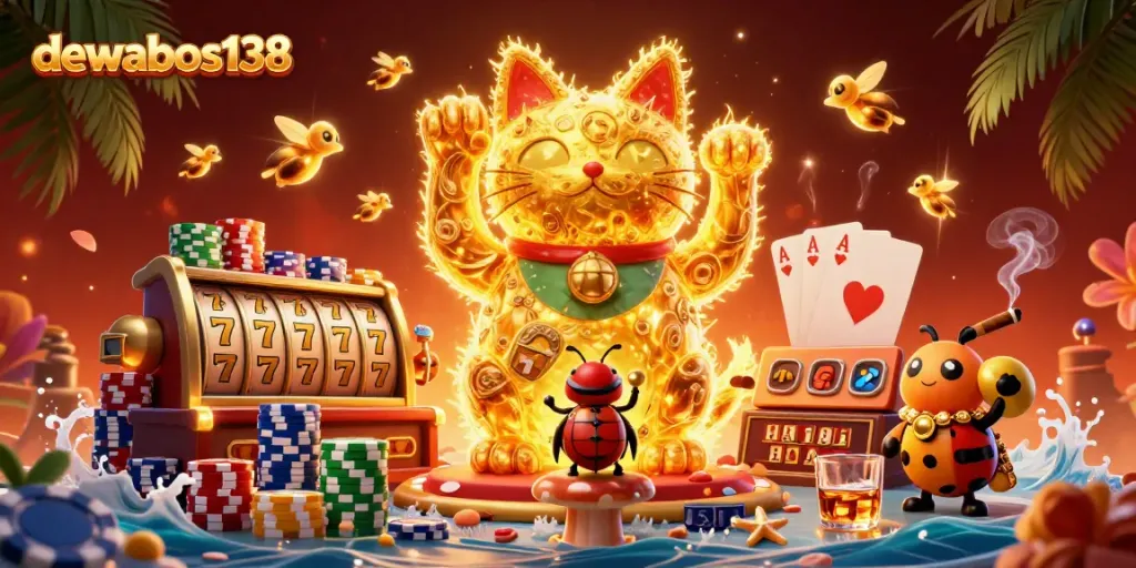 Menangkan permainan dengan dewabos138, ilustrasi kasino 3D yang menarik.